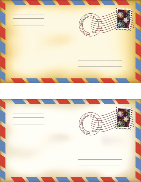 邮票邮戳信封矢量素材 