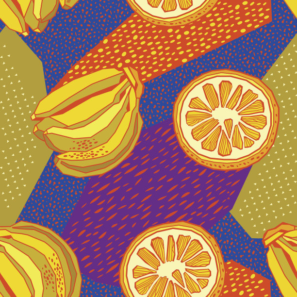 橙子图案 夏季水果图案 印花