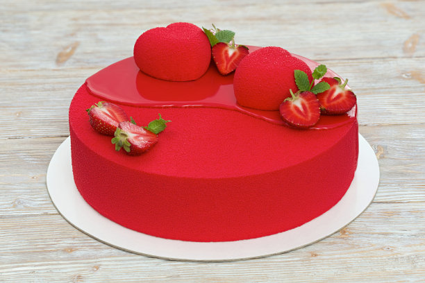 红色甜蜜爱心蛋糕背景