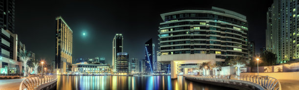 迪拜码头市中心的夜景