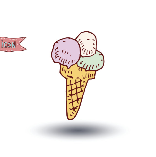 精致矢量冰淇淋插画为你融化
