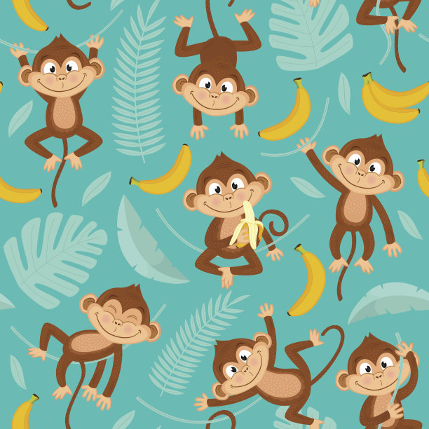 猴子,图案,四方连续