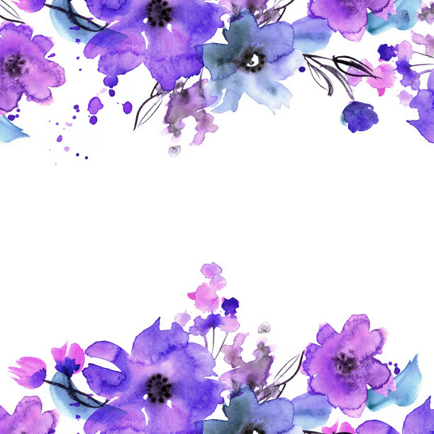 水彩蓝紫色