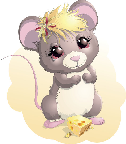 可爱卡通点赞的小老鼠