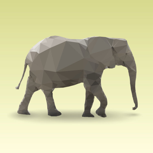 创意几何多边形大象