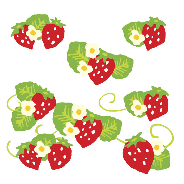 草莓水果女孩包装插画