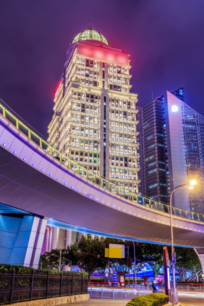 上海金融中心街道夜景
