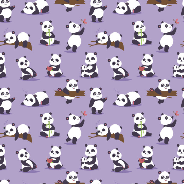 可爱中国风熊猫