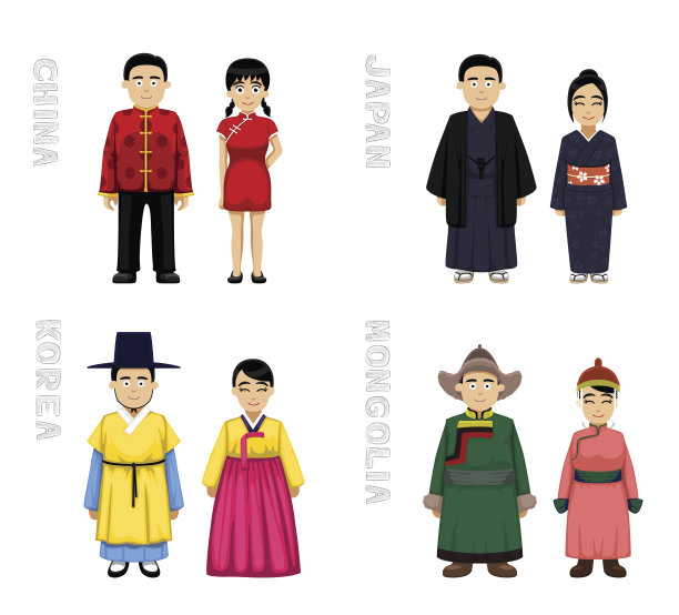 传统服装,绘画插图,卡通,矢量,一个人,韩服,蒙古人,朝鲜半岛,朝鲜民族