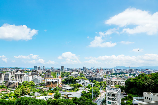 蓝天白云城市风景