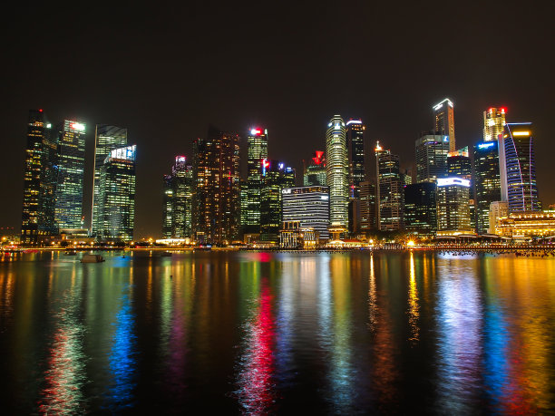 水平画幅,新加坡,夜晚