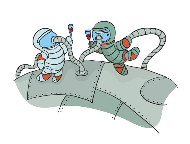 宇航员空间站插画