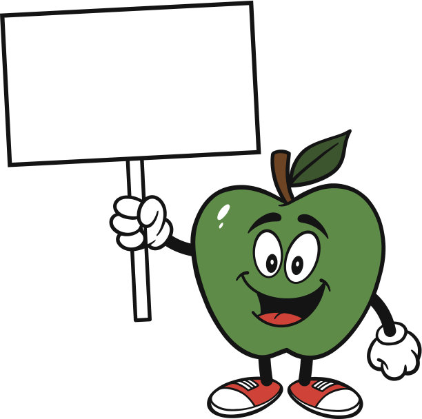 卡通绿苹果