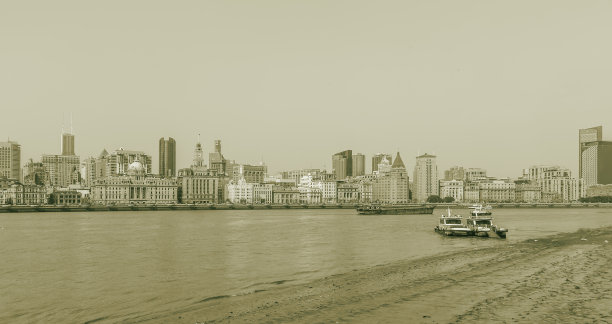 上海建筑街景黑白照片