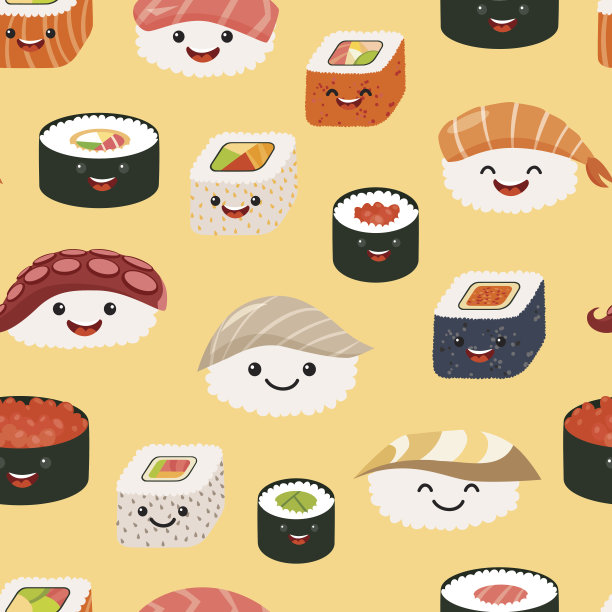 寿司卡通插画日本料理素材