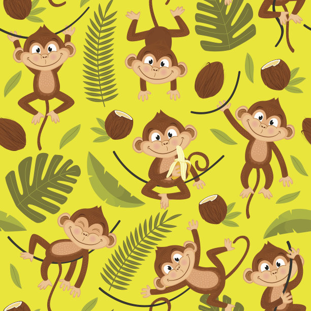 猴子,图案,四方连续