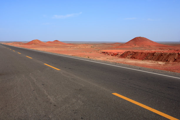 新疆沙漠戈壁上的公路