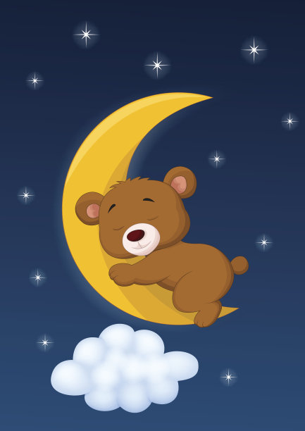 月亮星空小熊