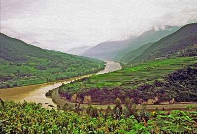 中国风装饰画河流山峰