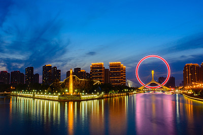 天津夜景天津地标