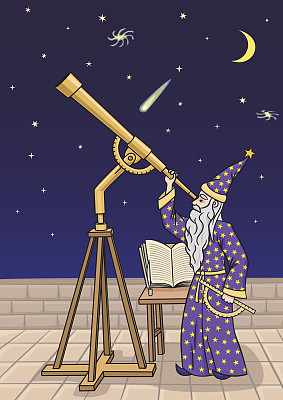 望远镜卡通插画