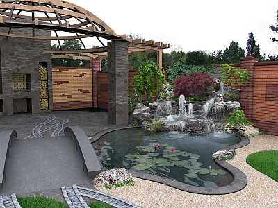 庭院景观廊架模型设计