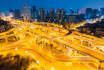 俯瞰成都市中区夜景