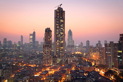 城市夕阳高楼建筑风景