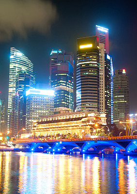 新加坡海岸城市夜景