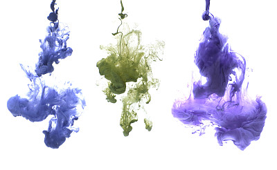 紫色绿色抽象流体画