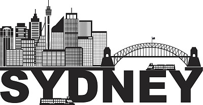 悉尼城市剪影插画