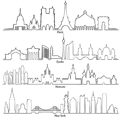 法国城市剪影法国插画