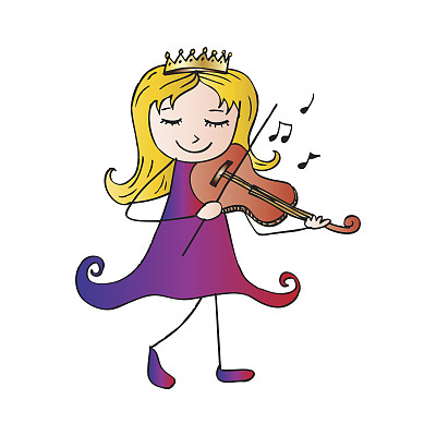 卡通女孩拉小提琴
