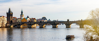 查理大桥和布拉格城市天际线
