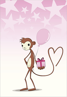 卡通猴子生日贺卡