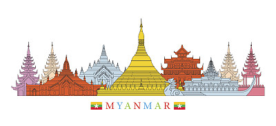 缅甸地标建筑矢量