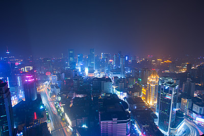 俯瞰成都市中区夜景