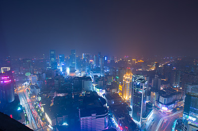 俯瞰成都市中区夜景