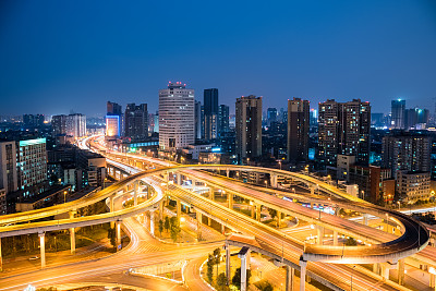 俯瞰成都市中区夜景