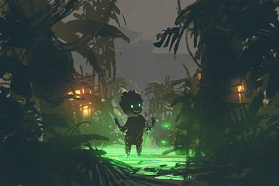 夜晚的热带雨林