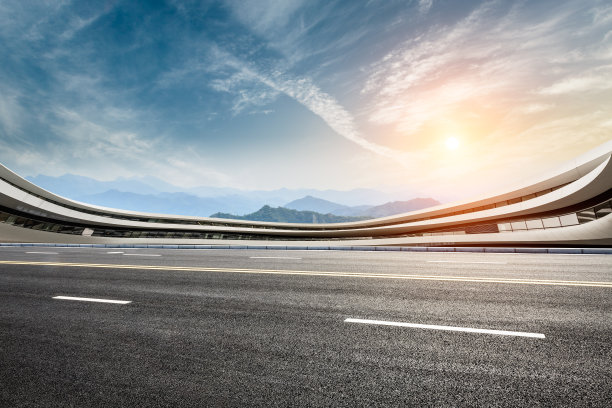 道路地面和现代建筑背景