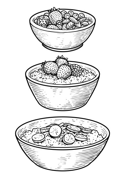 水果燕麦插画