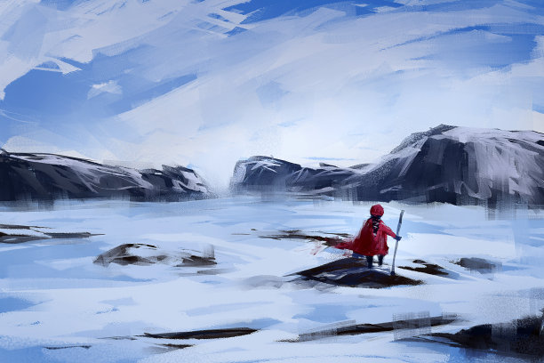 雪地风景油画
