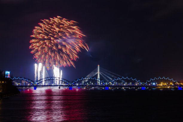 欧洲小城里加夜景