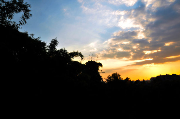 成都黄昏夕阳夜景