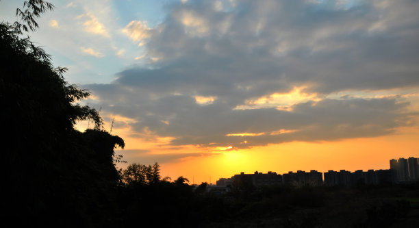 成都黄昏夕阳夜景