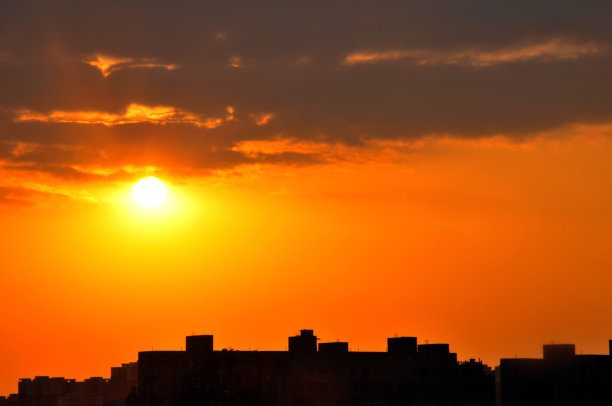 成都黄昏夕阳夜景