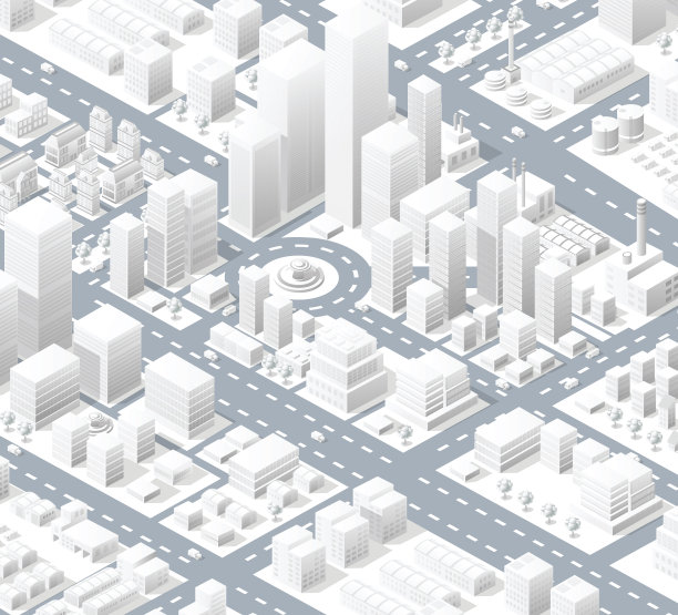 城市街道城市绿化模型