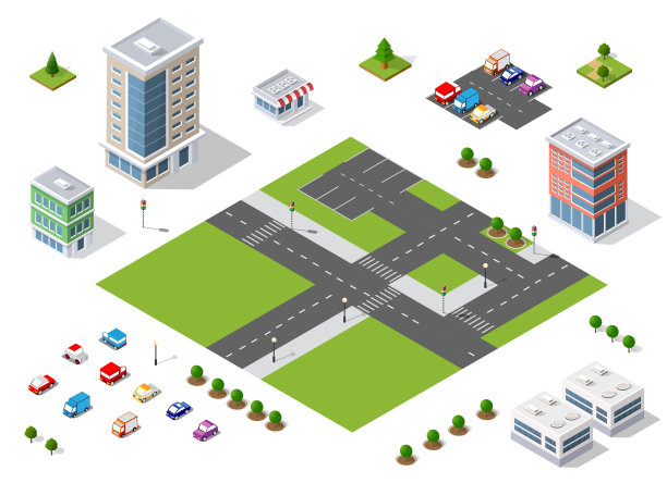 城市街道城市绿化模型