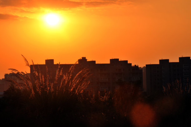 成都黄昏夕阳夜景